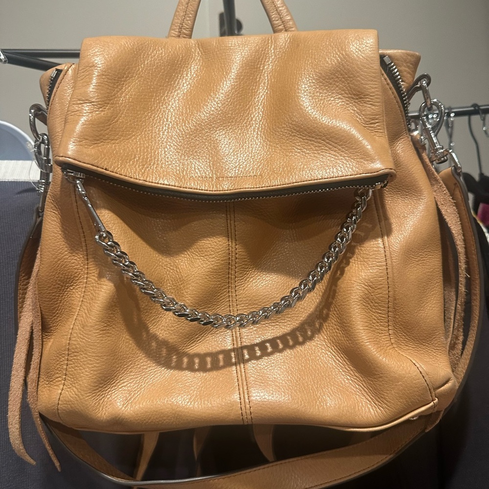 Rebecca minkhoff camel leather backpack purse